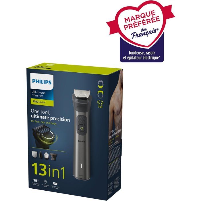 Recortador multiusos - PHILIPS - MG7920/15 Serie 7000 - 5 W - 60 min - Carga r�pida - 13 accesorios - Gris oscuro