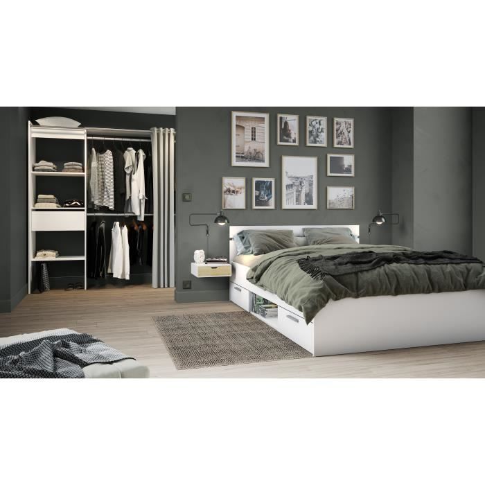 Image secondaire de Lit adulte MICHIGAN DEMEYERE - 140 x 190 cm avec rangements - Blanc