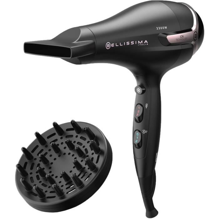 Asciugacapelli - Bellissima - Ionic S9 2300W - Per Capelli Lisci e Mossi - 2 Velocità 3 Temperature - Diffusore Concentratore