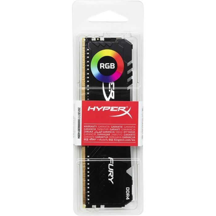 HYPERX - Mémoire PC RAM - FURY DDR4 RGB - 8Go (1x8Go) - 3466MHz - CAS16 (HX434C16FB3A/8)