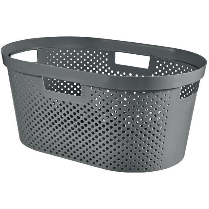CURVER Panier a linge 40L Infinity Dots - Plastique recyclé - Gris
