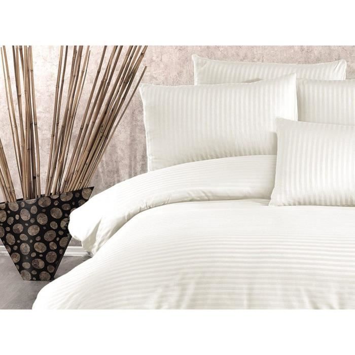 Image secondaire de Parure de lit - 1 housse de couette 220 x 240 cm + 2 taies d'oreiller 60 x 60 cm - 70% polyester, 30% coton - Creme