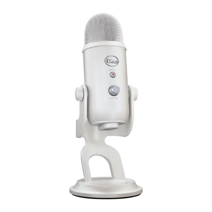 Microphone USB - Blue Yeti Premium - Pour Enregistrement, Streaming, Gaming, Podcast sur PC ou Mac - Blanc White Mist