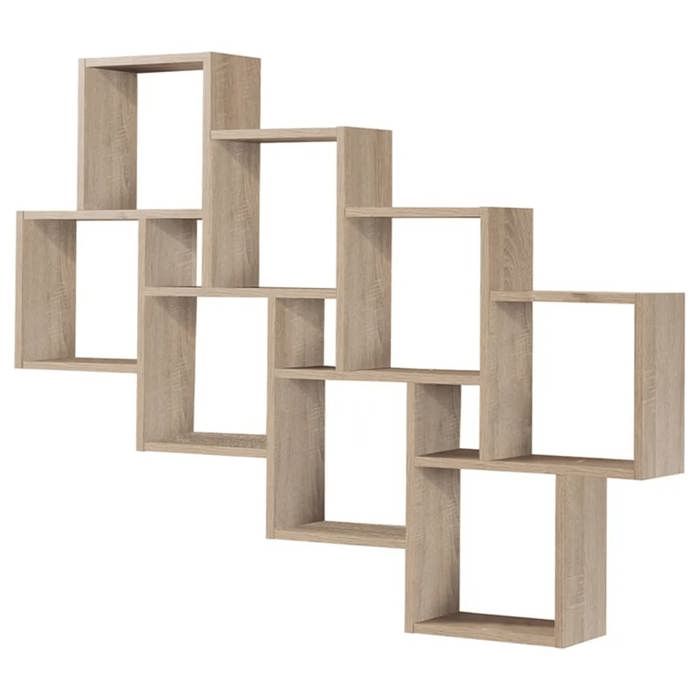 FMD Etagere Murale avec 11 Compartiments Couleur Chene Tablette Rangement 428746