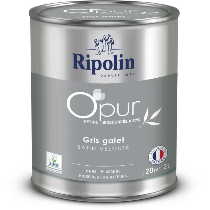 O'PUR paint for walls, woodwork & radiators - RIPOLIN - 472824 - Pebble grey - Velvety satin - 2 L