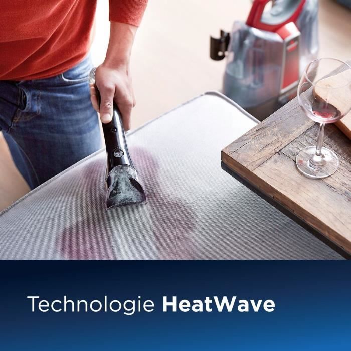 BISSELL 36988 Spotclean Pro Heat - Nettoyeur sol a eau portatif - 2 réservoirs 1,1L et 1,4L - Brosse 8cm - Technologie Heatwave