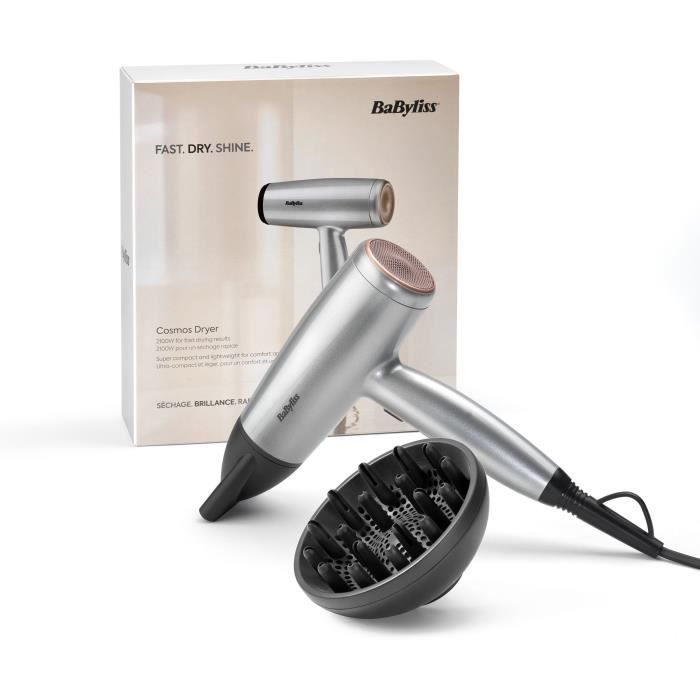 Seche-cheveux - BABYLISS - D580DE - Cosmos - 2100 W - Diffuseur - Léger et compact