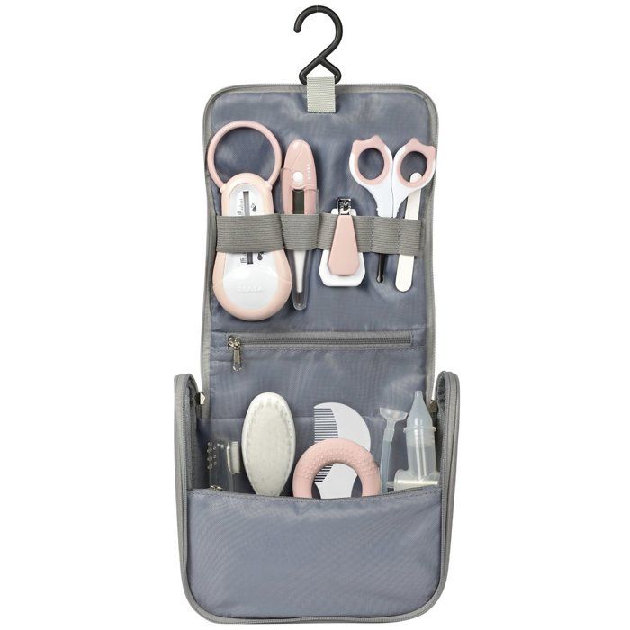 Image secondaire de Trousse de Toilette Nomade avec 10 Accessoires pour Bébé - Vieux Rose