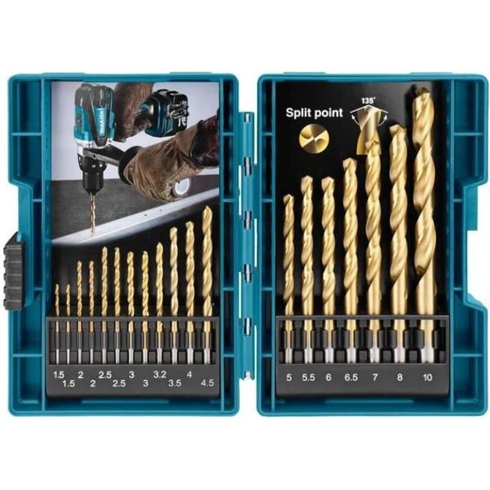 MAKITA D-67527 - Jeu de 19 forets métal HSS TIN  1,5-10 mm