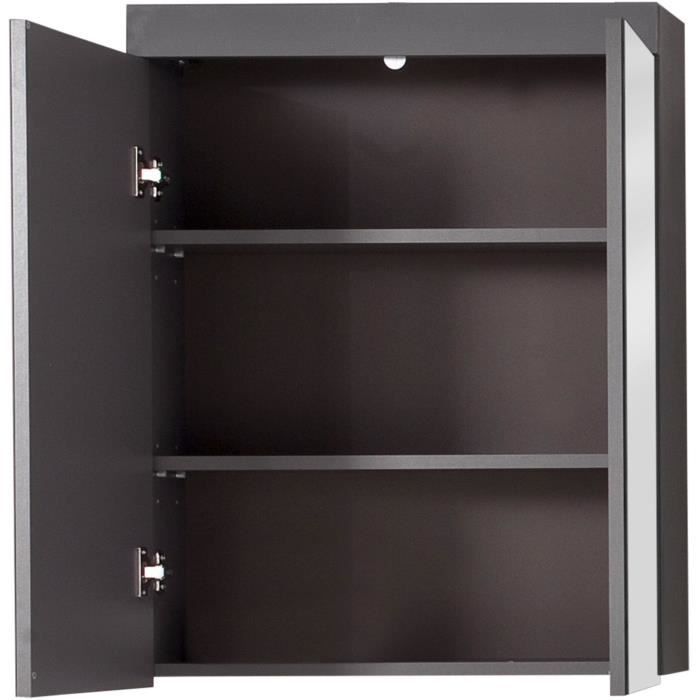 Bathroom Cabinet Mirrored 2 Doors Gray 60x17x77cm