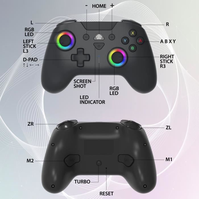 Image secondaire de Manette sans fil - SUBSONIC - Switch 2 / Switch - LEDs programmables - Vibrations - Gyroscope - Noire