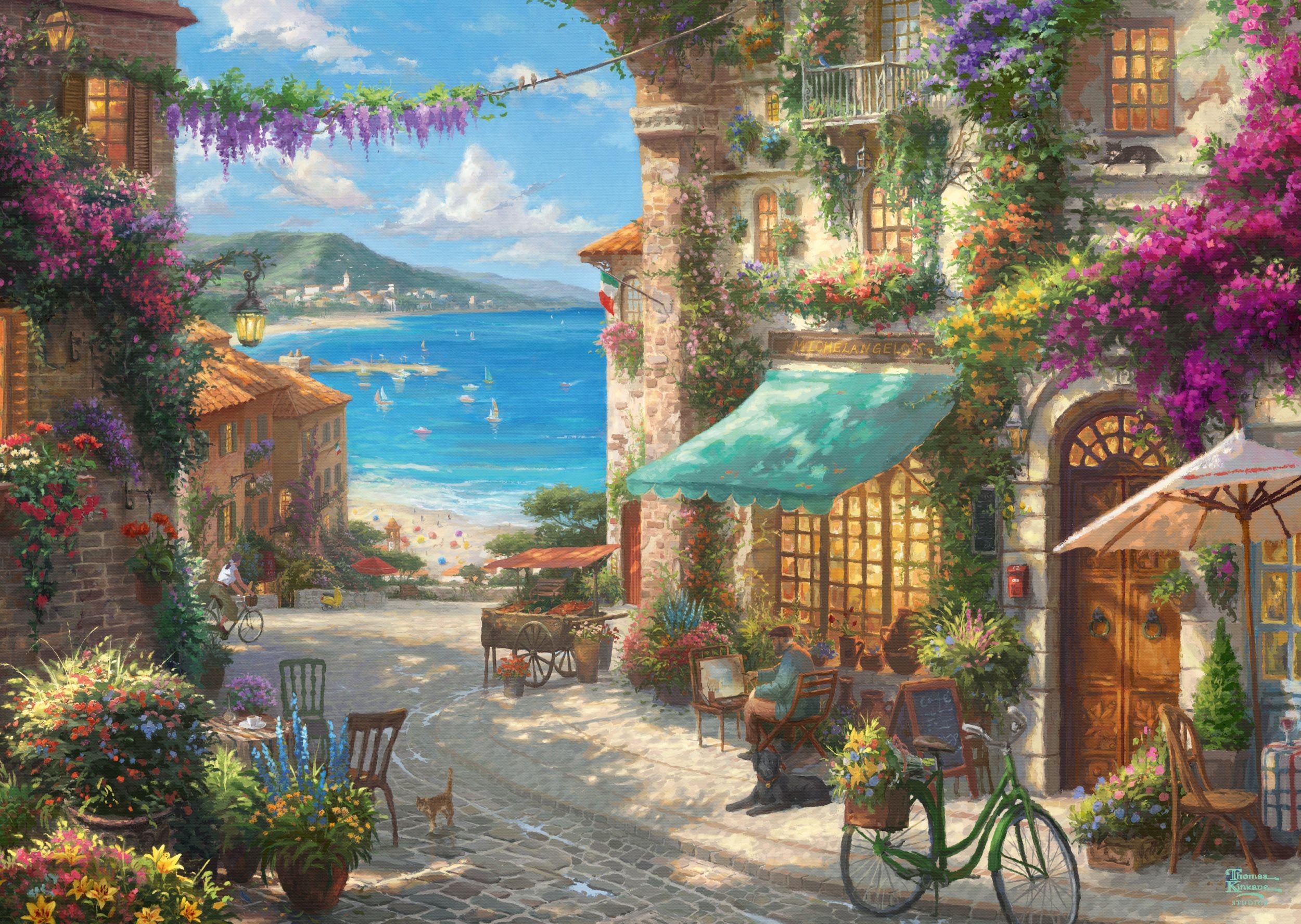 Puzzle Caf ‚sulla Riviera Ligure, 1000 pz