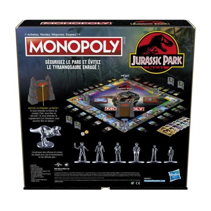MONOPOLY - édition Jurassic Park - Jeu de plateau pour enfants - des 8 ans