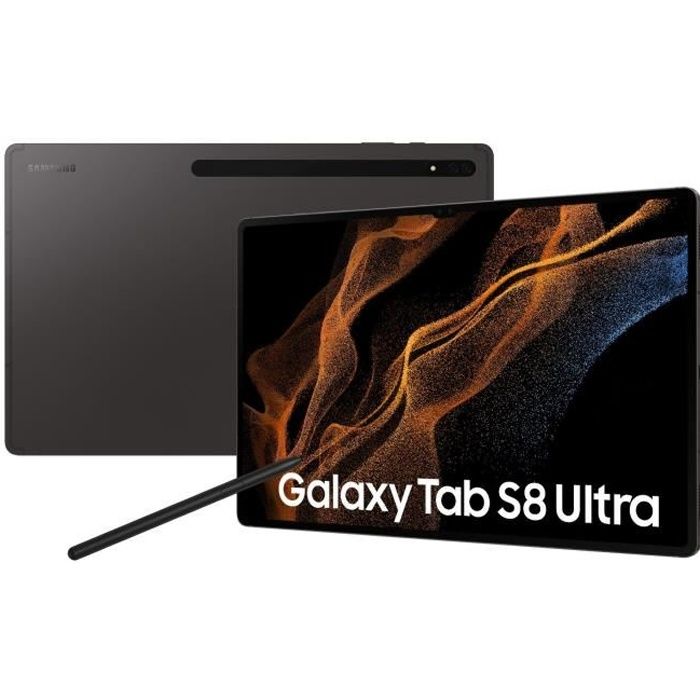 Tablette Tactile - SAMSUNG - Galaxy Tab S8 Ultra - 14.6 - RAM 12Go - 256 Go - Anthracite - 5G - S Pen inclus