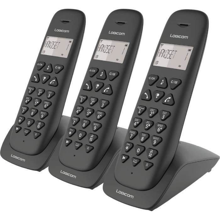 LOGICOM Triple Téléphones sans fil VEGA 355T TRIO Noir avec répondeur