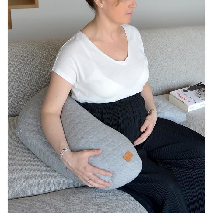 BEABA Big Flopsy™ Coussin d'allaitement et de maternité, Fleur de coton, Gris Chiné