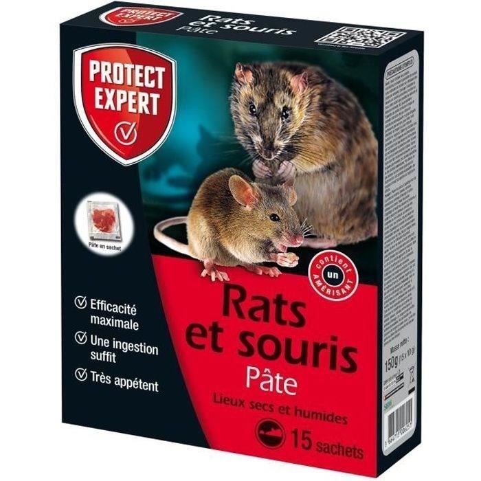 PROTECT EXPERT RASOU150 RASOU150-Pate Rats et Souris 150g-Lieux secs et humides-Efficacite maximale, Sachets pre-doses