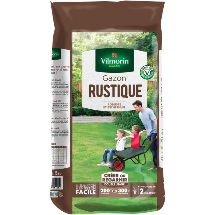 Semi di erba VILMORIN - Sacco rustico da 5 kg - Perenne, denso, robusto e attraente