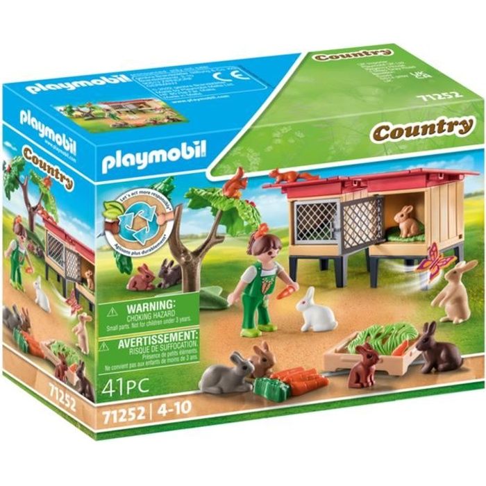 PLAYMOBIL - 71252 - Country La Ferme - Enfant avec enclos et lapins
