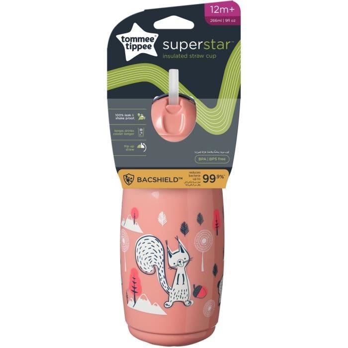Tommee Tippee - Tasse isotherme a paille - 12 mois et plus - 266ml - Rouge