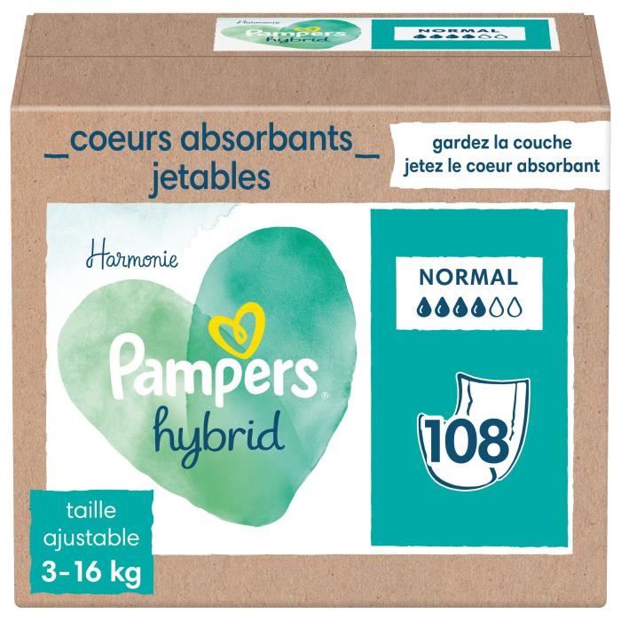 PAMPERS Hybrid 108 Coeurs absorbants Normal pour Couches Lavables