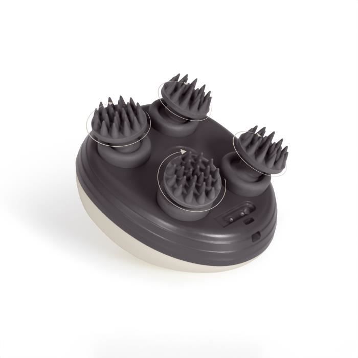 Image secondaire de Masseur tete et cuir chevelu - LIVOO - DOS202 - 2 h - 96 picots - 4 tetes - 3 modes - IPX4 - Creme / Gris foncé