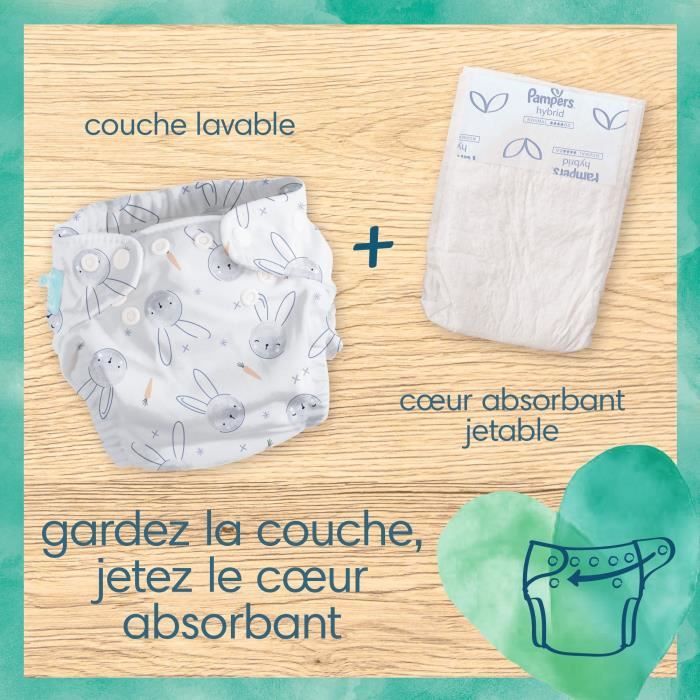 PAMPERS Hybrid 108 Coeurs absorbants Normal pour Couches Lavables