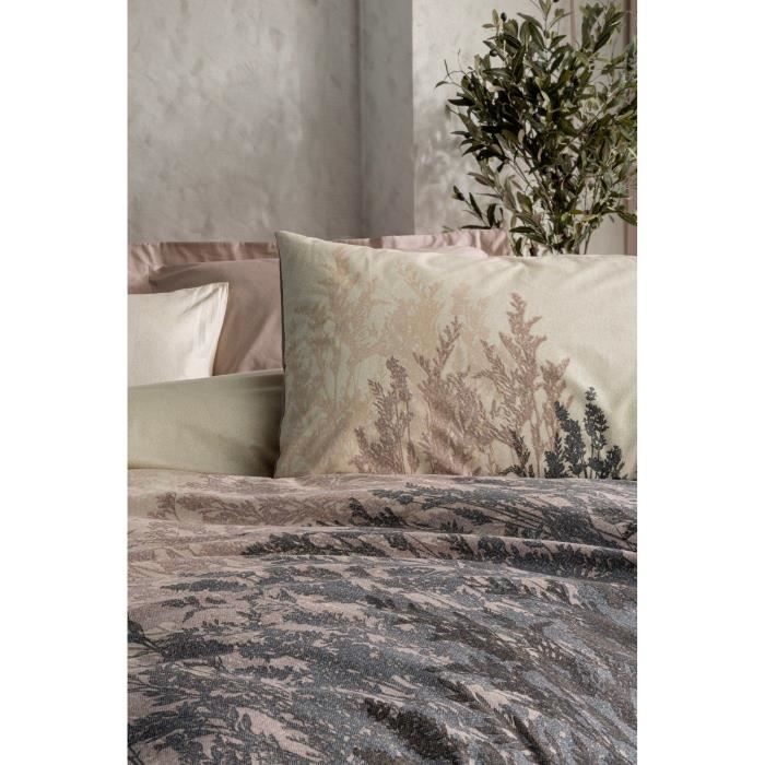 Image secondaire de Parure de lit - 1 housse de couette 220 x 240 cm + 2 taies d'oreiller 60 x 60 cm - 100% coton renforcé - Beige