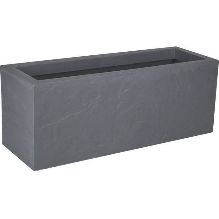 EDA Jardiniere Volcania'Up 57 L - Imitation stone decor - 79.5 x 29.5 x 29.5 cm - Gralet gray