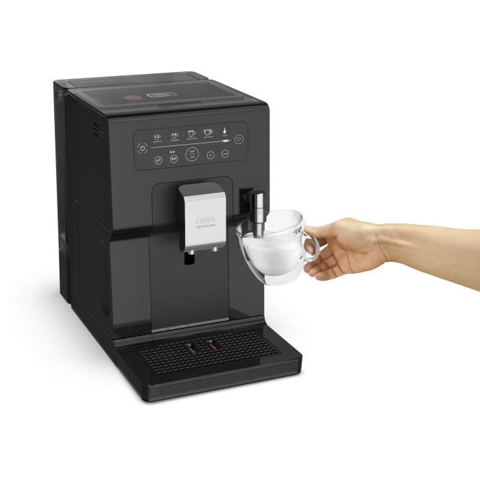 KRUPS YY4371FD Intuition Machine a café expresso, Broyeur a grain, 1450 W, 15 bars, Réservoir 3 L, Température réglable, Noire