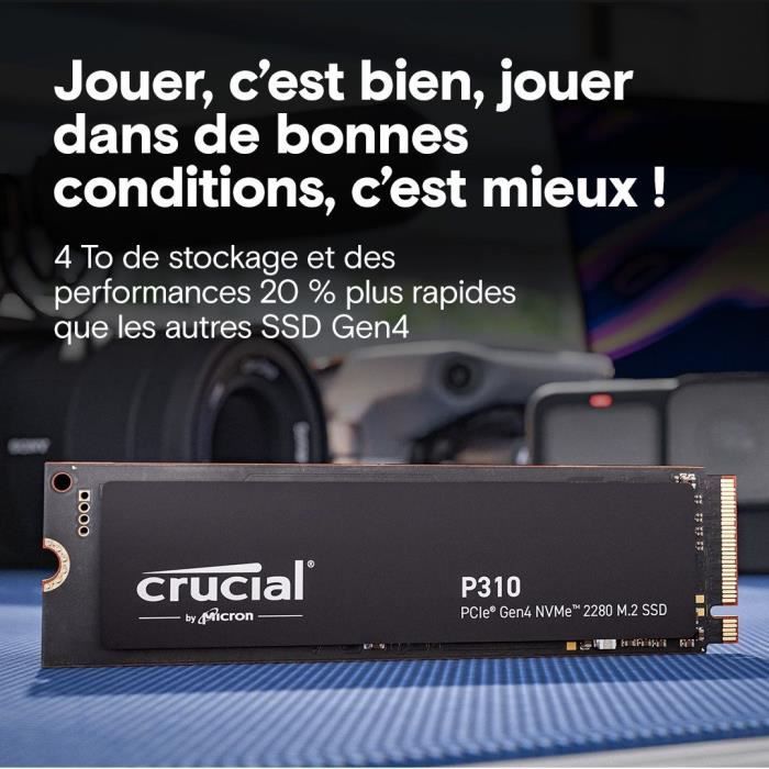 Image secondaire de CRUCIAL - P310 - SSD interne - 4 To - PCIe Gen4 NVMe M.2 - Vitesse lecture Jusqu'à 7100 Mo/s - CT4000P310SSD8
