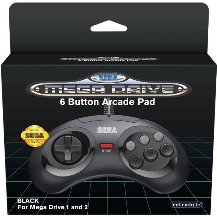 Manette Officielle SEGA Mega Drive Mini Retro-bit 6-button USB - Noire