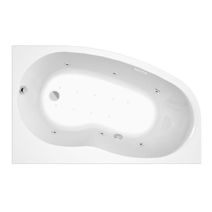 ALLIBERT BATH & DESIGN Baignoire balnéo Elba Duo Gauche Essentia - Massage eau + air - Tablier acrylique inclus - 160 x 100 cm