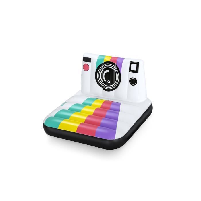 Materasso gonfiabile per piscina - BESTWAY - Polaroid - 1 adulto, 90 kg - Bianco e multicolore