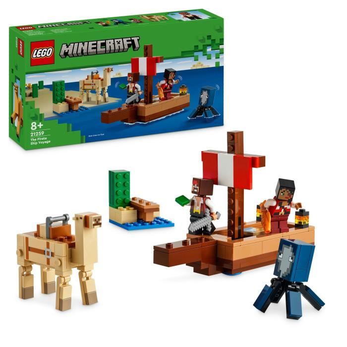 LEGO Minecraft 21259 Set de Viaje, Construcci�n y Exploraci�n del Barco Pirata