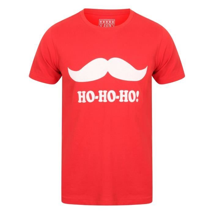 SEASONS GREETINGS T-shirt Noël Moustache Rouge Homme