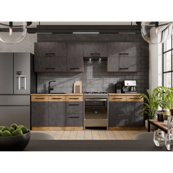 Cuisine complète ROCK 7 éléments - Chêne Lancelot et Gris Matera