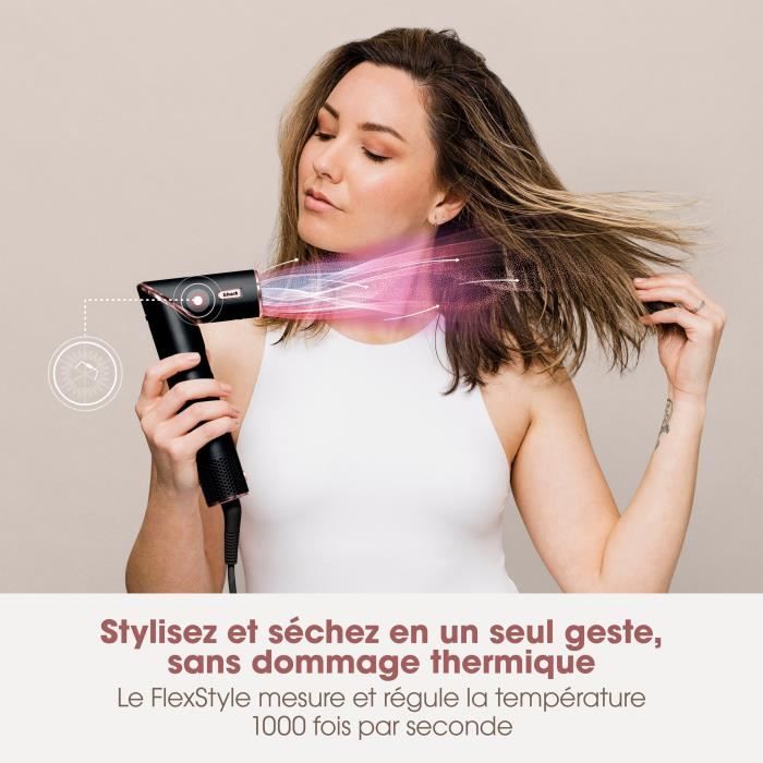 Asciugacapelli e piega 2 in 1 - SHARK FLEXSTYLE - HD426EU - 3 accessori - Nero e oro rosa - 1400 W
