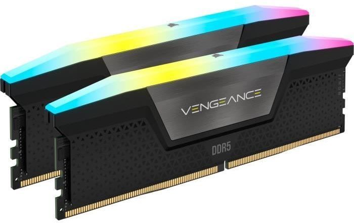 Image secondaire de Mémoire RAM - CORSAIR - CMH64GX5M2B5200C40 - 64 Go 2x 32 Go - VENGEANCE RGB DDR5 Black Heatspreader 5200MT/s - DIMM - CL 40