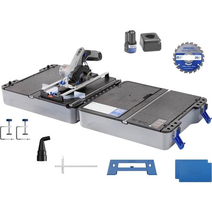 Station sciage CS12V-S1C avec scie compacte 12V, accessoires, 1 batterie 2Ah, 1 chargeur - Dremel Blueprint