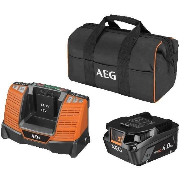 AEG - Pack 18V chargeur + 1 batterie Pro lithium 18V 4 -0 Ah HIGH DEMAND - livrée en sac. - SETL1840SHD