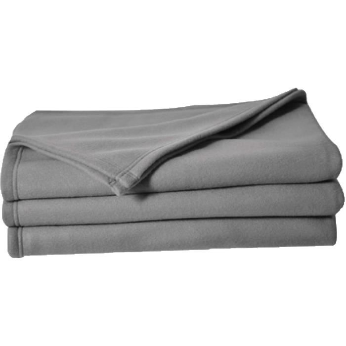 TOISON D'OR fleece blanket - Poleco - 220x240cm - Steel