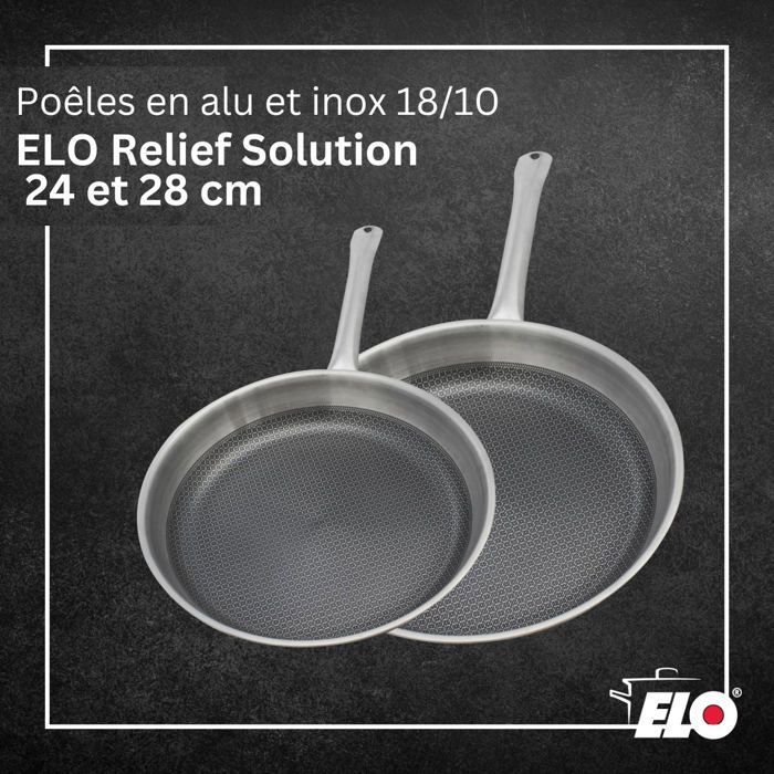 Image secondaire de Set de 2 poêles à induction ELO Relief Solutions en inox 18/10