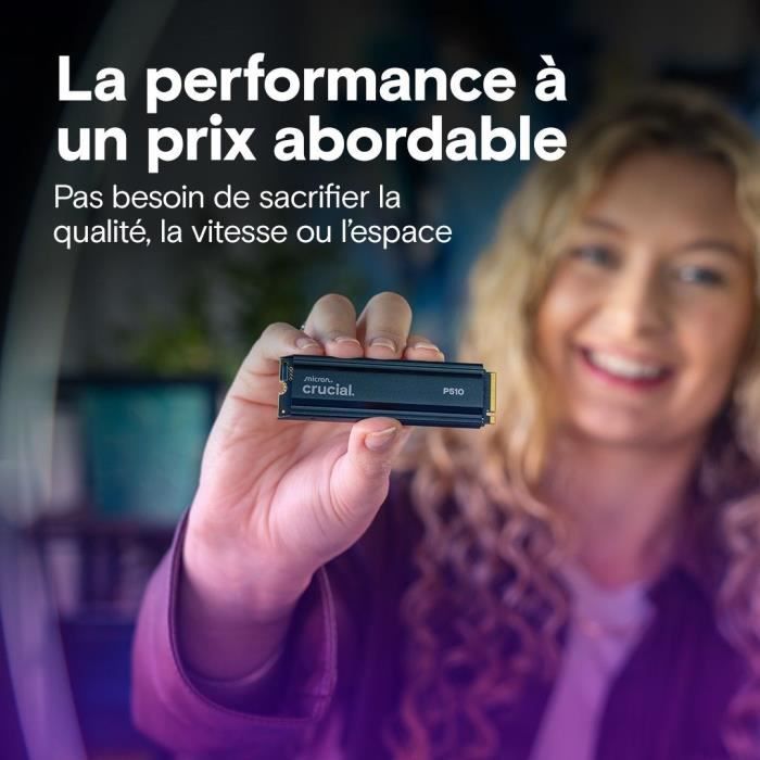 Image secondaire de CRUCIAL - P510 - SSD interne - 2 To - PCIe Gen4 NVMe M.2 - Avec dissipateur - Vitesse lecture jusqu'à 1100 Mo/s - CT2000P510SSD5