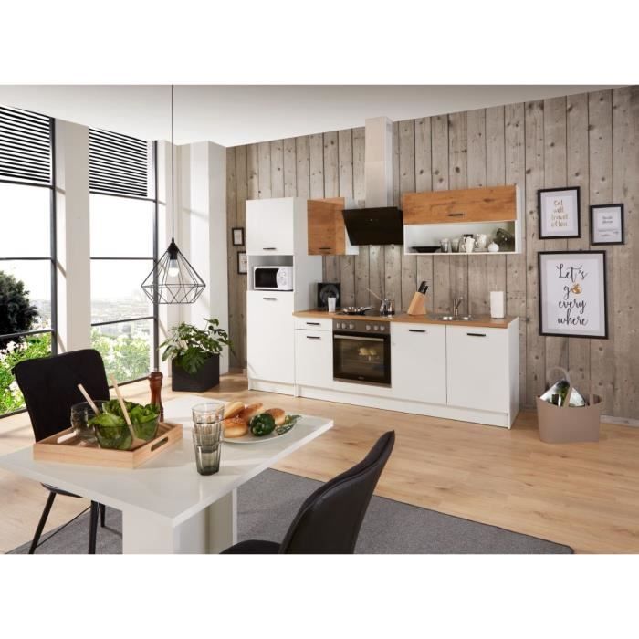 Image secondaire de Cuisine complète PREGO en Blanc et Chêne - 263 cm avec plan de travail inclus