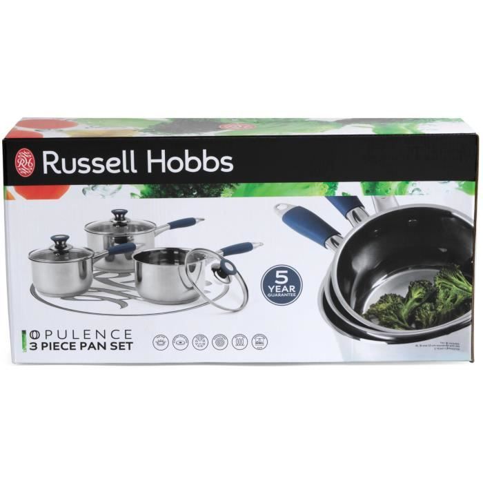 RUSSELL HOBBS RH01178EU - Lot de 3 casseroles en acier inoxydable