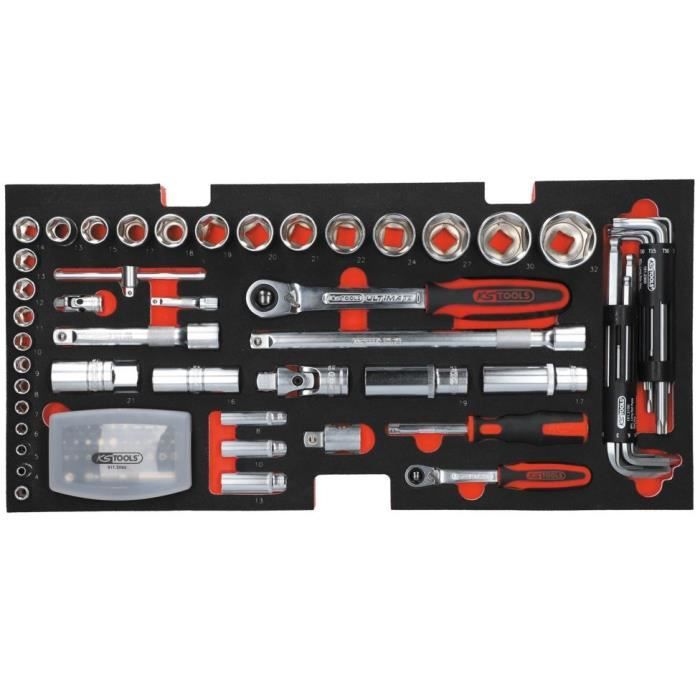 Coffre a outils ULTIMATE équipé - 3 tiroirs et plateau - 114 pcs - KS Tools 922.0100-Caisse a outils