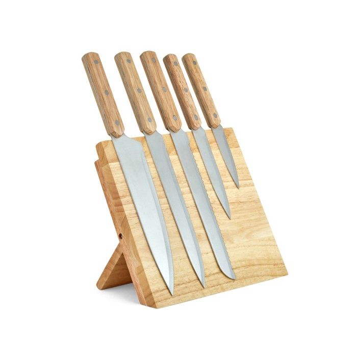 Set de 5 couteaux - LIVOO - MEC136 - 20 a 32,5 cm - Lame acier inoxydable - Support magnétique