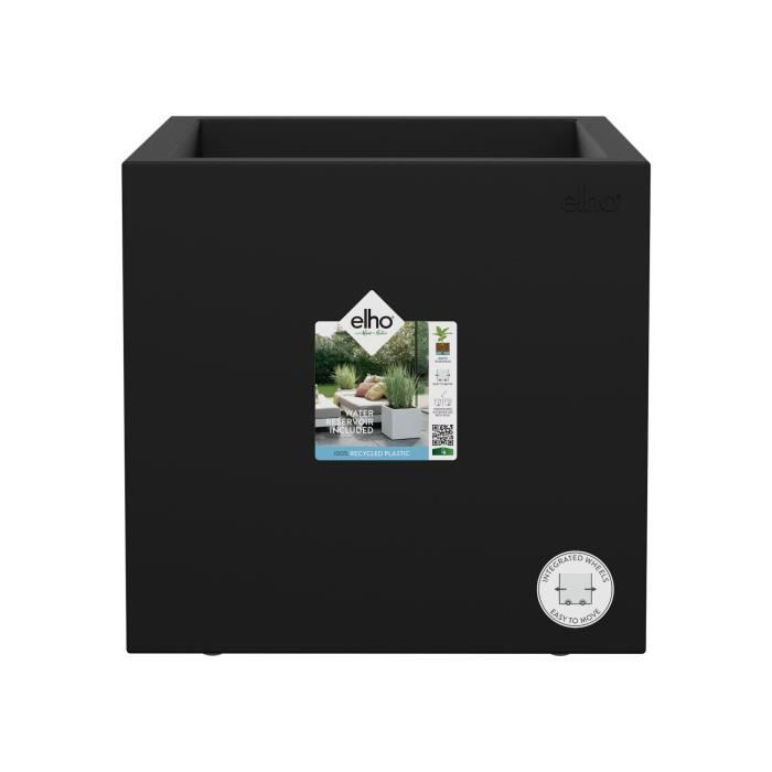Elho Vivo Next Square 30 Fioriera - Nero - Ø 30 x H 29 cm - da interno/esterno - 100% riciclato