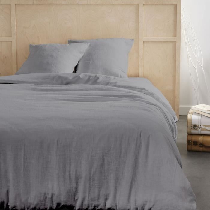 Bedding set - TODAY - 123326 - 2 people - 260x240cm - Plain cotton gauze - Steel